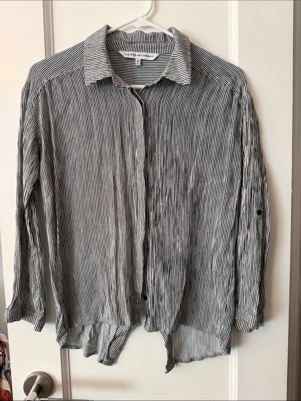 cupcakes & cashmere Black and White Pinstripe Button-Down Shirt
